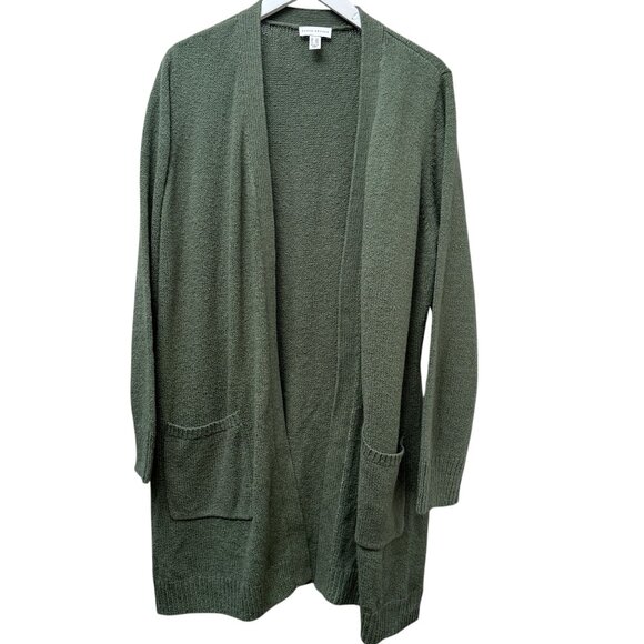 Susan Graver Long Cardigan Plus Size 2X Green Cotton Blend Womens Sweater Duster - Picture 1 of 8